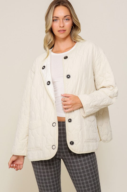 Lumiere Quilted Puffer Jacket with Pockets Lumiere