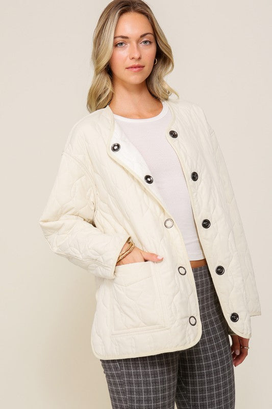 Lumiere Quilted Puffer Jacket with Pockets Lumiere