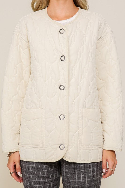 Lumiere Quilted Puffer Jacket with Pockets Lumiere