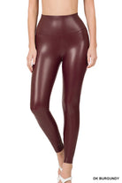 Zenana High Rise Faux Leather Leggings DK BURGUNDY ZENANA