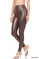 Zenana High Rise Faux Leather Leggings CHOCOLATE ZENANA