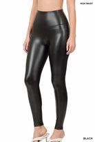 Zenana High Rise Faux Leather Leggings BLACK ZENANA