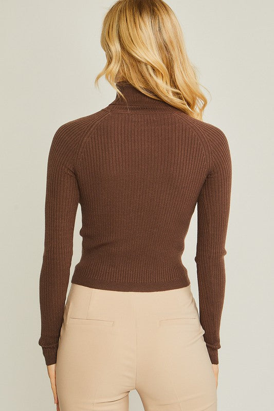 Love Tree Turtleneck Ribbed Knit Sweater Top Shirts & Tops