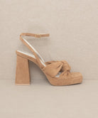 OASIS SOCIETY Zoey - Knotted Band Platform Heels ALMOND KKE Originals