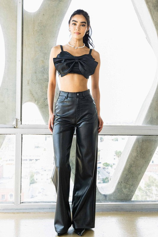 Vegan Leather Wide Leg Pants Vibrant M.i.U