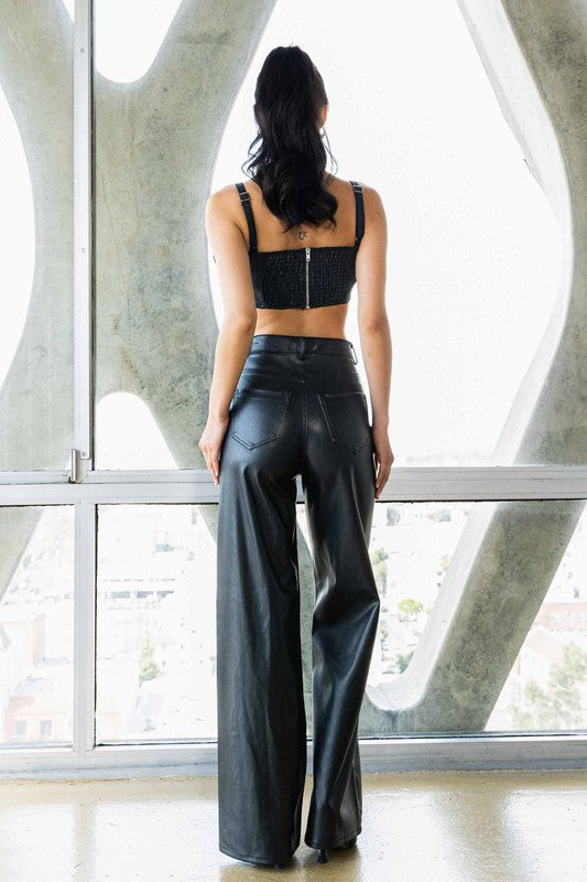 Vegan Leather Wide Leg Pants Vibrant M.i.U