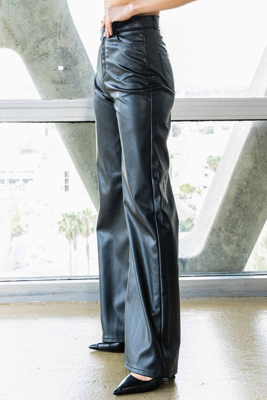 Vegan Leather Wide Leg Pants Vibrant M.i.U