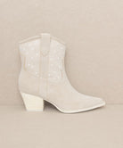 OASIS SOCIETY Cannes - Pearl Studded Western Boots LIGHT GREY