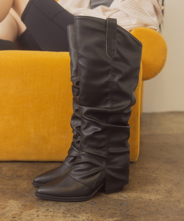 OASIS SOCIETY Thea - Fold Over Slit Jean Boots KKE Originals