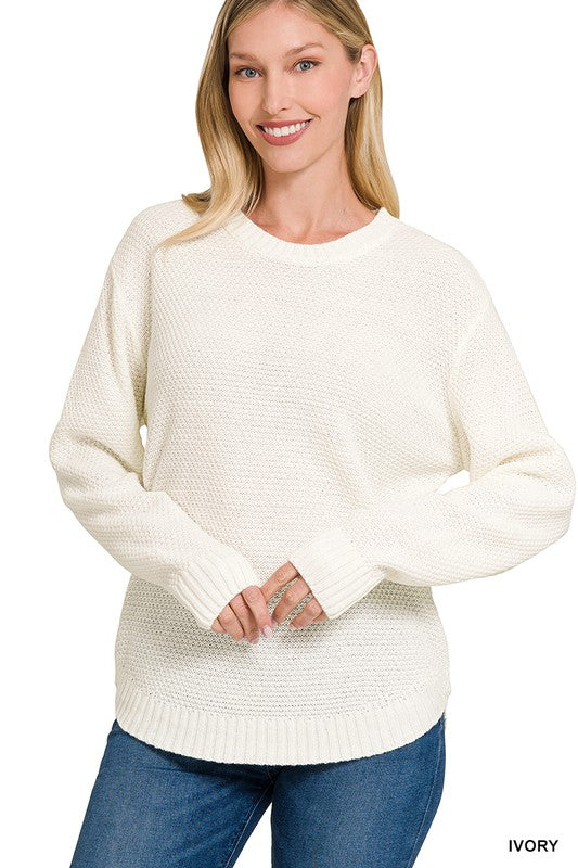Zenana Round Neck Basic Sweater ZENANA