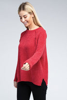 Zenana Raglan Chenille Long Sleeve Sweater ZENANA