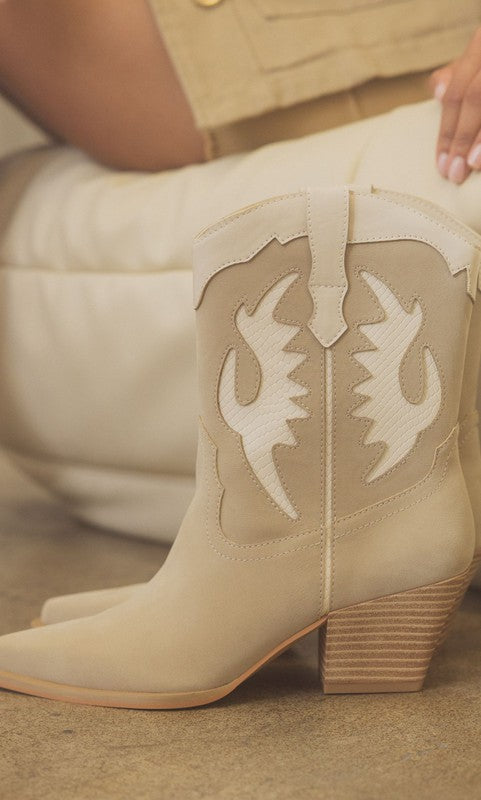 OASIS SOCIETY Houston - Layered Panel Cowboy Boots TAUPE KKE Originals
