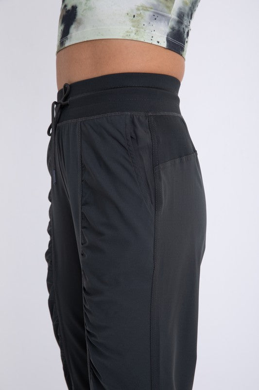 Mono B Dark Olive Ruched Front Active Joggers Mono B