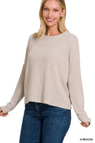 Zenana Ribbed Dolman Long Sleeve Sweater ZENANA