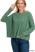 Zenana Ribbed Dolman Long Sleeve Sweater ZENANA