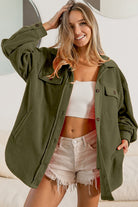 BiBI Fleece Buttoned Down Oversized Jacket OLIVE BiBi