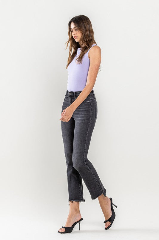 High Rise Raw Step Hem Crop Flare Jeans VERVET by Flying Monkey