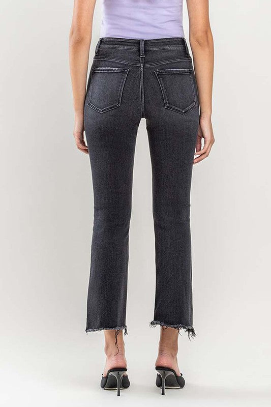 High Rise Raw Step Hem Crop Flare Jeans VERVET by Flying Monkey