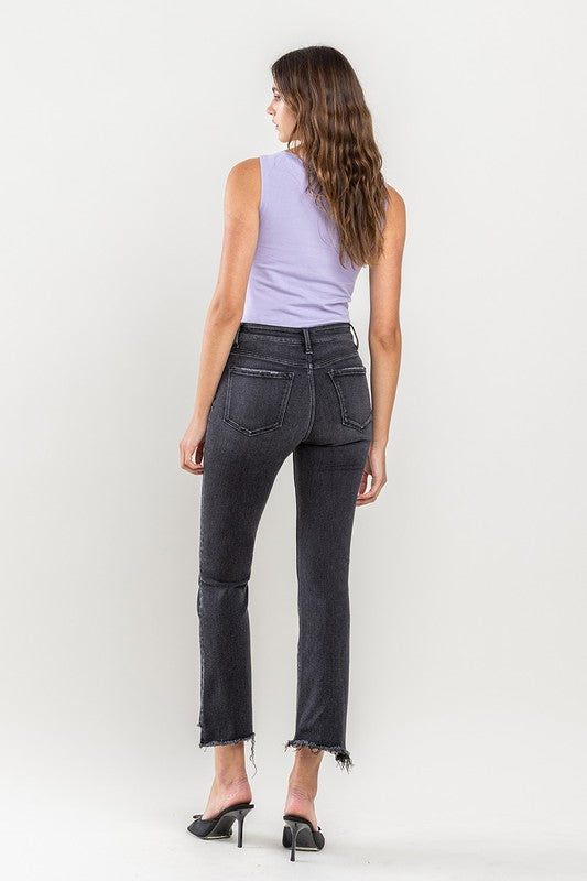 High Rise Raw Step Hem Crop Flare Jeans VERVET by Flying Monkey