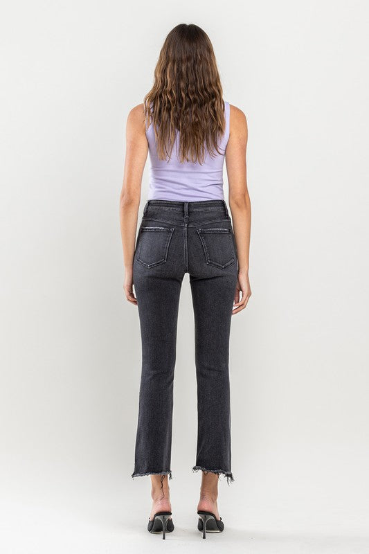 High Rise Raw Step Hem Crop Flare Jeans VERVET by Flying Monkey