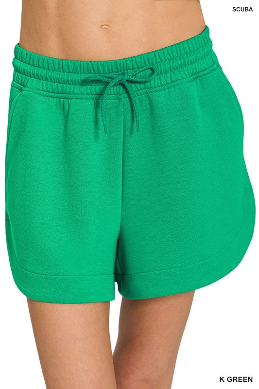 Zenana Kelly Green Scuba Short Sleeve T-Shirt and Shorts Set