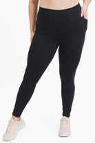 Mono B Curvy Tapered Band Essential High Waist Leggings Black Mono B