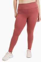 Mono B Curvy Tapered Band Essential High Waist Leggings Spiced Cider Mono B