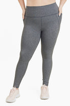 Mono B Curvy Tapered Band Essential High Waist Leggings Heather Grey Mono B