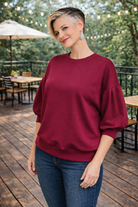 Zenana Cabernet Scuba Dolman Sleeve Sweatshirt