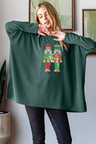 Heimish Hunter Green Sequin Nutcracker Long Sleeve Ribbed Top Trendsi