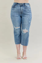 Judy Blue High Waist Destroy Crop Wide Leg Jeans