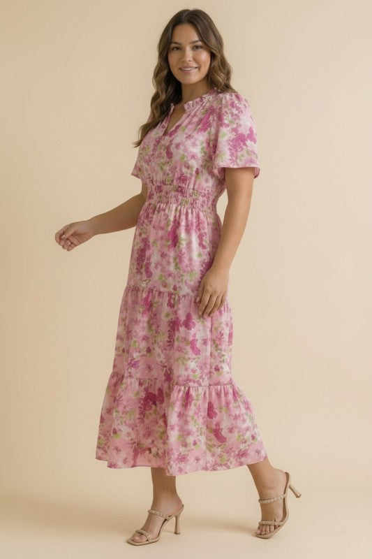 Haptics A Georgia Dream in Pink Floral Midi Dress
