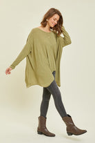 Heyson Oversized Ribbed Sharkbite Hem Top Ruby Idol Apparel