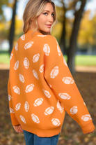 Haptics Game Day Orange Football Print Jacquard Knit Sweater Haptics