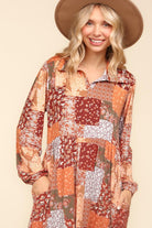 Haptics Patchwork Dreams Long Sleeve Midi Dress