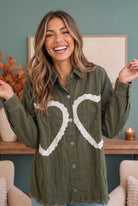 BIBI I Heart You Lace Applique Corduroy Shacket