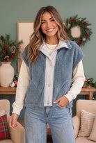 Haptics Snuggle Season Sherpa Vest in Slate