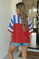 Haptics Stripe Patriotic Multi Media Mix Top