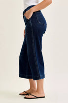 Judy Blue Dark Washed High Waist Ankle Wide Jeans