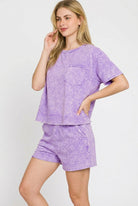 Zenana Violet Halo Snow Washed Boxy Top & Shorts Set
