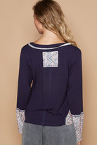 POL 89 V-Neck Long Sleeve Floral Number Patch T-Shirt Trendsi