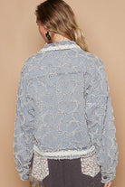 POL Star Textured Raw Hem Long Sleeve Denim Jacket Coats & Jackets