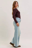 Judy Medium Washed Blue High Waist Column Straight Jeans