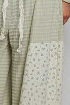 POL Sage Patchwork Mixed Knit Wide Leg Pants