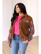 Southern Grace Brown Sherpa with Multi-Colored Sleeves Layers