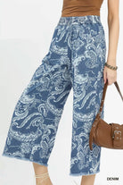 Umgee Stone Wash Wide Leg Crop Pants