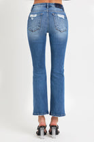 RISEN Mid Rise Ankle Straight Jeans with Pockets Trendsi