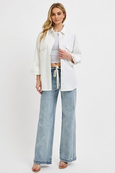 RISEN High Rise Pull On Straight Leg Jeans with Pockets