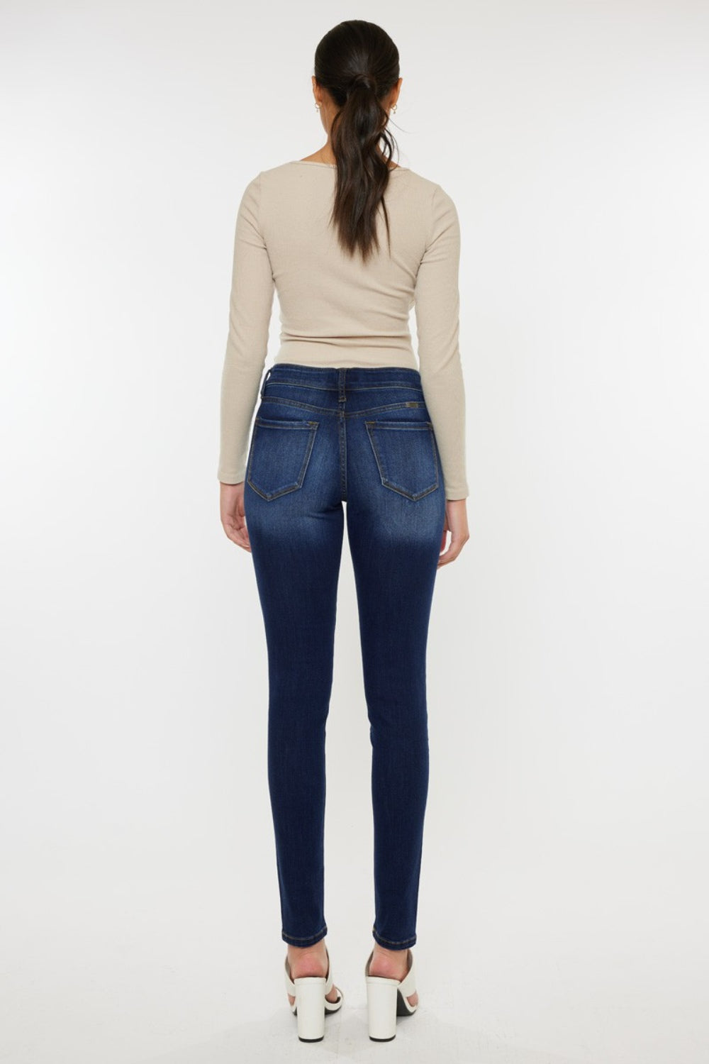 Kancan Mid Rise Gradient Skinny Jeans Trendsi