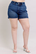 Judy Blue Dark Washed Double Button Waistband Denim Shorts